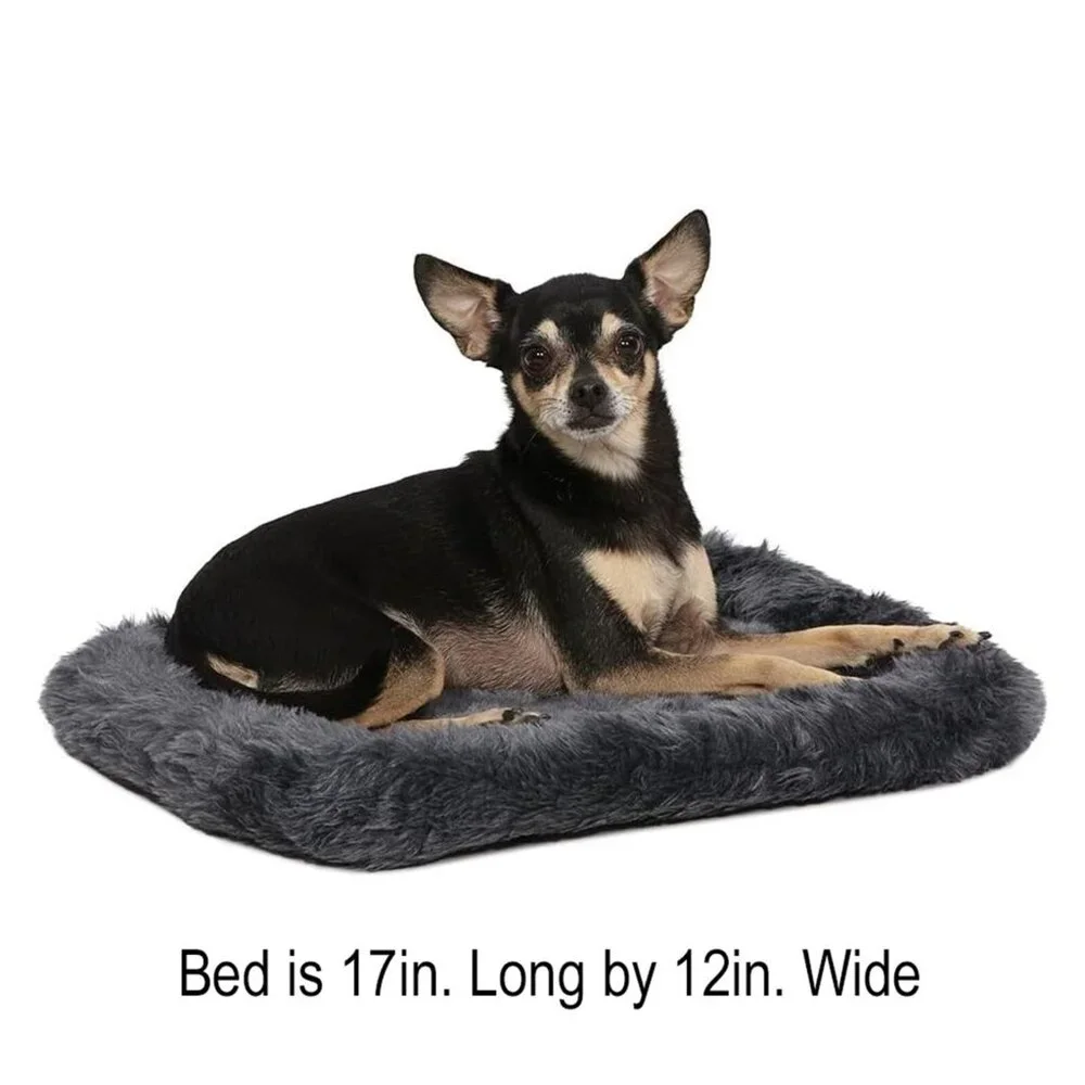 17 Inch Gray Dog Bed or Cat Bed W/ Comfortable Bolster Ideal for 
